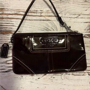 Coach Burgundy Patent Leather Wristlet